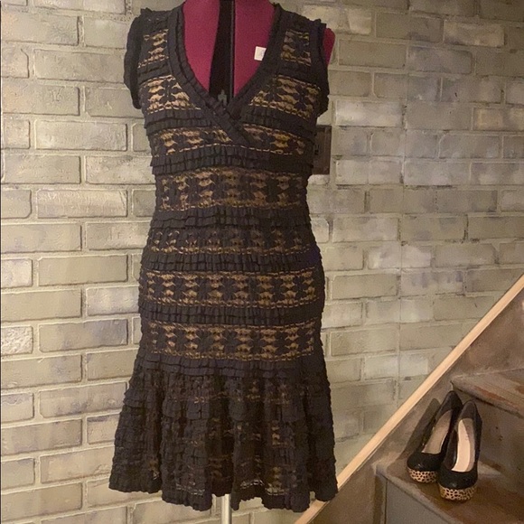 Max Studio Cream and Black Lace Dress - Picture 1 of 7